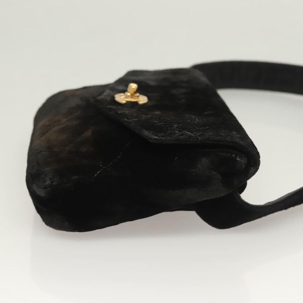 CHANEL Matelasse Waist Bag Velor Black Gold CC Auth bs27796 - Picture 4 of 16